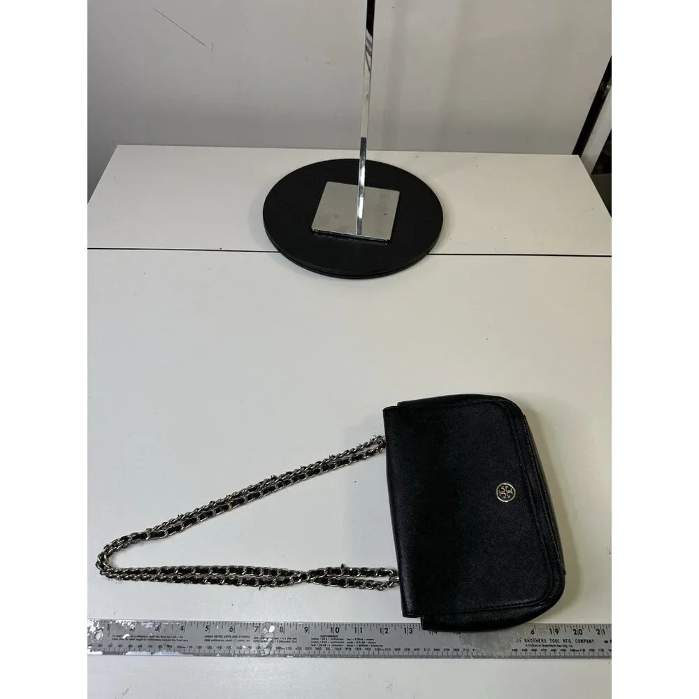 Tory Burch Shoulder Bag Chain Strap Saffiano Black